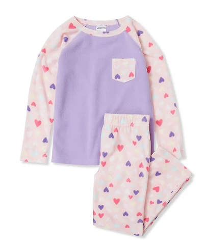 Lands' End Big Girls Long Sleeve Pocket Fleece Pajama Set