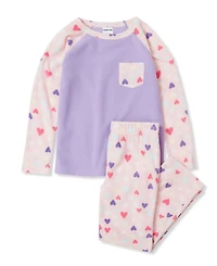 Lands' End Big Girls Long Sleeve Pocket Fleece Pajama Set