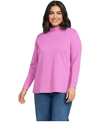 Lands' End Plus Relaxed Cotton Long Sleeve Mock Turtleneck