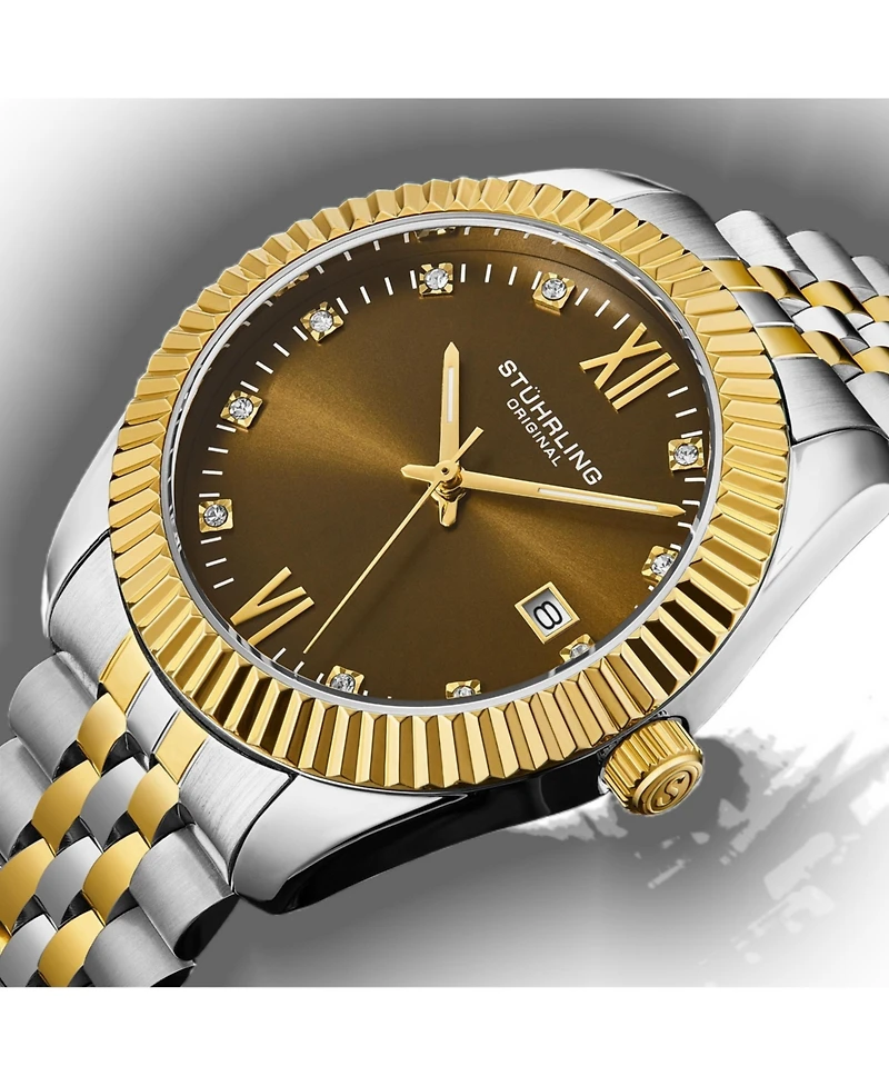 Stuhrling Women's Symphony Two-Tone Stainless Steel, Gold-Tone Dial, 45mm Round Watch