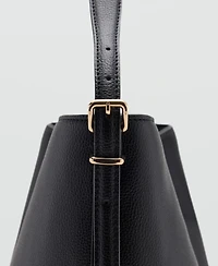 Mango Buckle Faux Leather Adjustable Bucket Bag