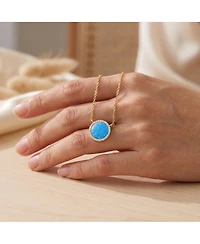 Rachel Glauber Dainty 14K Gold Plated Sparkling Opal and Cz Halo Necklace