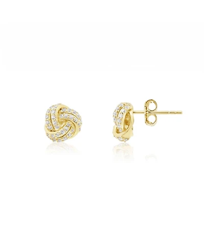 The Lovery Cz Knot Stud Earrings 14K Gold Plated Sterling Silver