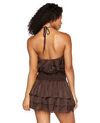Alex & Sophia Juniors' Halter Stripe Chiffon Dress