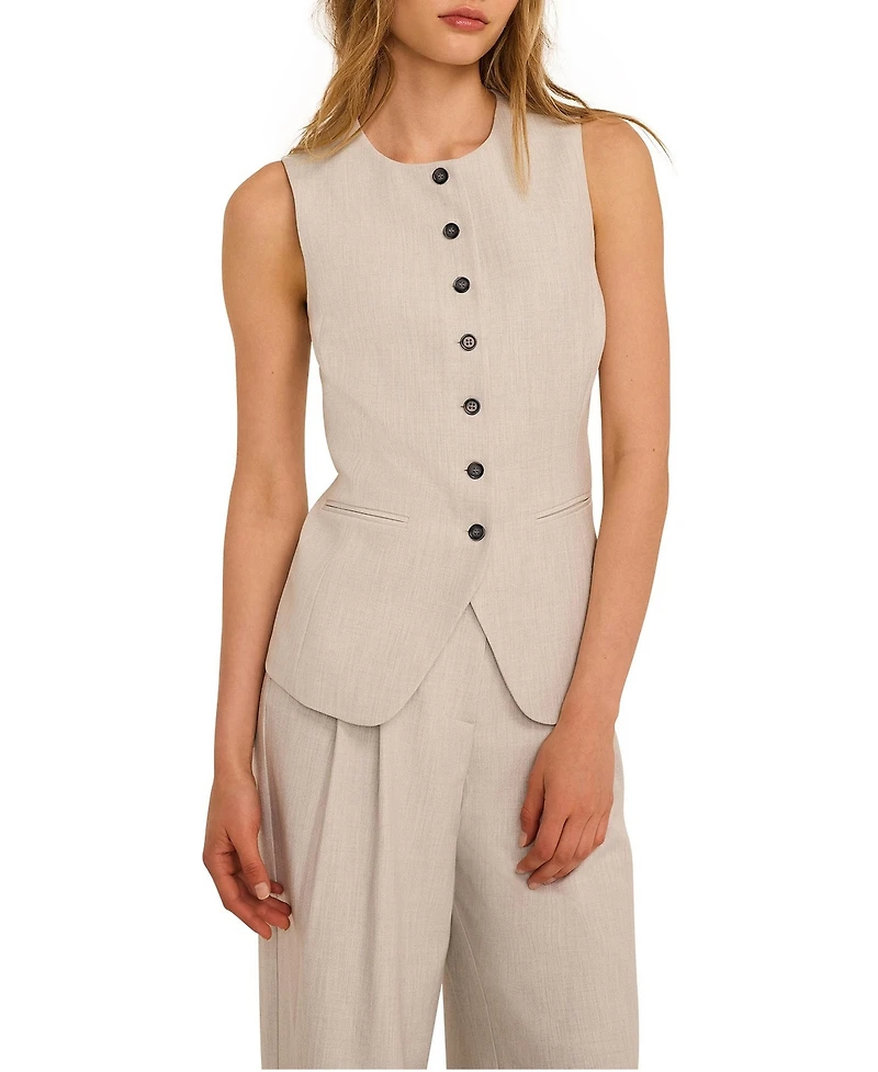 Mint Velvet Women's Tailored Crewneck Button-Front Vest