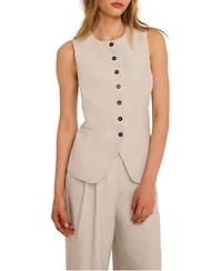 Mint Velvet Women's Tailored Crewneck Button-Front Vest