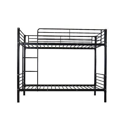 Slickblue Kids Twin Bunk Bed with Metal Frame, Ladder and Safety Guardrails