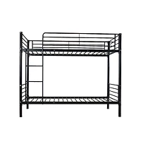 Slickblue Kids Twin Bunk Bed with Metal Frame, Ladder and Safety Guardrails
