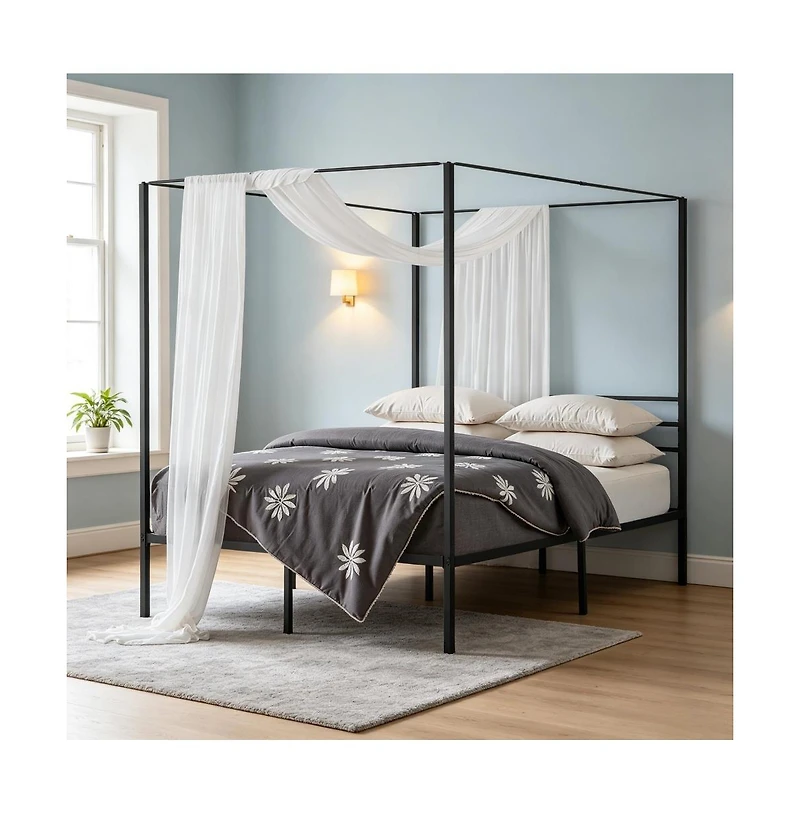 Slickblue Metal Canopy Bed Frame for Bedroom Decor