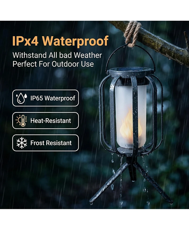 Cushry Solar Lanterns Outdoor Waterproof Hanging Solar Lantern Flickering Flame Solar Lights for Garden Patio Yard Decor ( Pieces