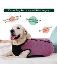 Soft Recovery Onesie Surgical Suit with Rear Leg Sleeve and Abdominal Coverage for Dogs