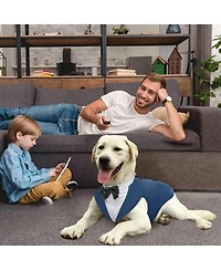 Formal Tuxedo and Bandana Two-Piece Set with Detachable Bowtie Collar for Dogs