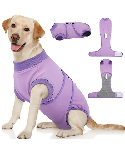 Cotton-Blend Post-Surgery Recovery Bodysuit Onesie for Dogs, E-Collar Alternative