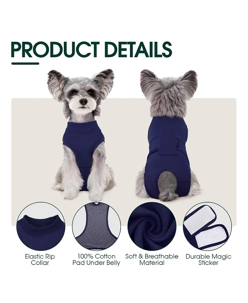 Cotton-Blend Post-Surgery Recovery Bodysuit Onesie for Dogs