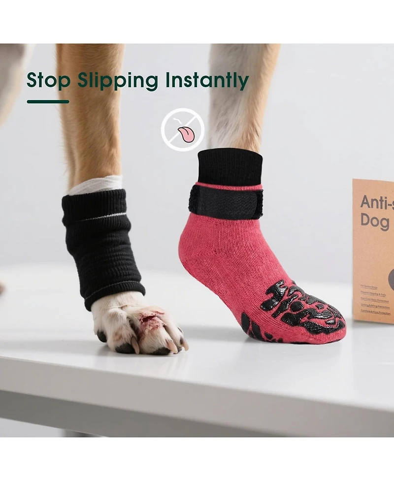 Non-Slip Breathable Recovery and Protective Dog Socks, 2 Pairs