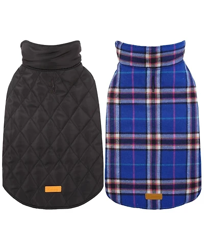 Reversible Waterproof Fleece-Lined Dog Jacket with Leash Access for Cold Weather