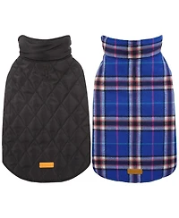 Reversible Waterproof Fleece-Lined Dog Jacket with Leash Access for Cold Weather