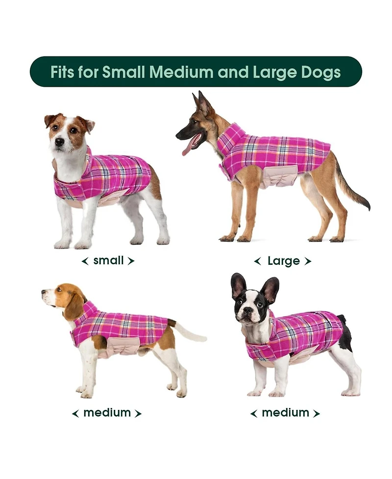 Reversible Waterproof Fleece-Lined Dog Jacket with Leash Access | Cold Weather Coat