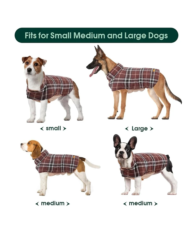 Reversible Waterproof Fleece-Lined Dog Jacket with Leash Access | Cold Weather Coat for Medium Dogs