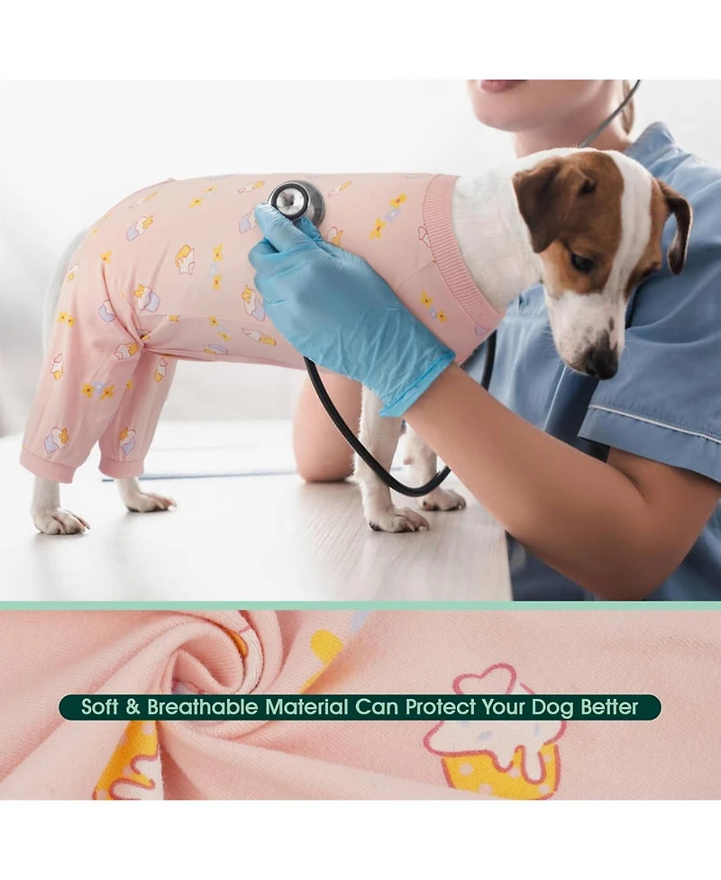 Soft Recovery Onesie Surgical Suit with Rear Leg Sleeve and Abdominal Coverage for Dogs