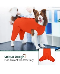 Soft Recovery Suit with Rear Leg Sleeve and Abdominal Cover for Post-Surgical Dog Care