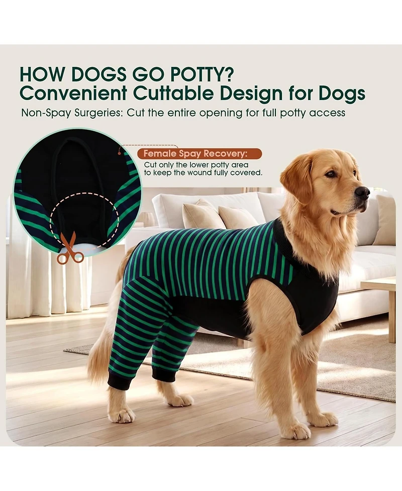 Soft Recovery Onesie Surgical Suit with Rear Leg Sleeves and Abdominal Coverage for Dogs