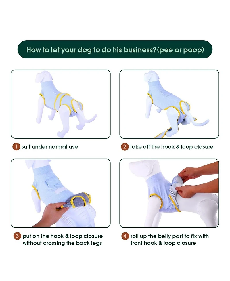 Soft Breathable Recovery Suit for Dogs and Cats, Post-Surgery Onesie with Cone-Free Wound Protection