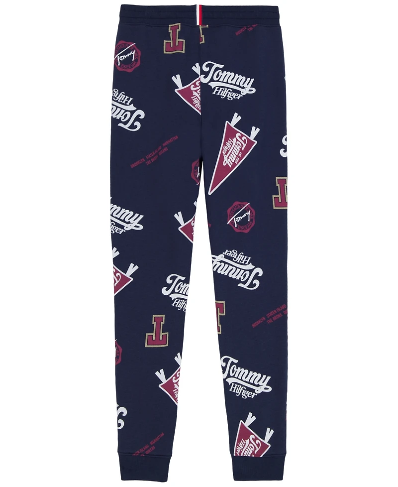 Tommy Hilfiger Boys' 8-20 Collegiate Aop Allover-Print Pull-On Ribbed-Cuff Joggers