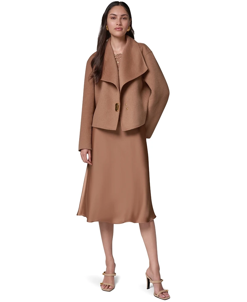 Donna Karan New York Women's Wrap Short Jacket with Hardware Closure