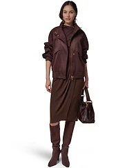 Donna Karan New York Women's Fitted Zip-Front Faux Suede Jacket