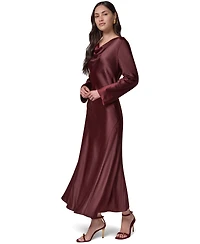 Donna Karan New York Women's Satin Cowl Neck A-Line Dress