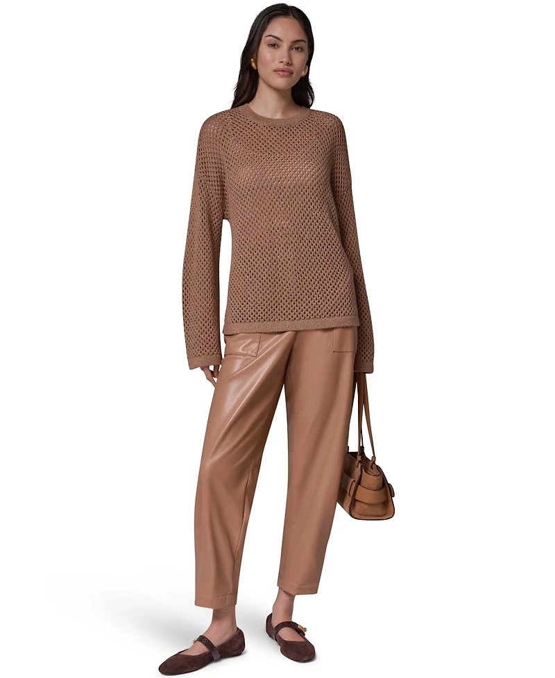 Donna Karan New York Women's Oversized Long-Sleeve Open-Weave Crewneck Sweater