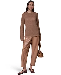Donna Karan New York Women's Oversized Long-Sleeve Open-Weave Crewneck Sweater