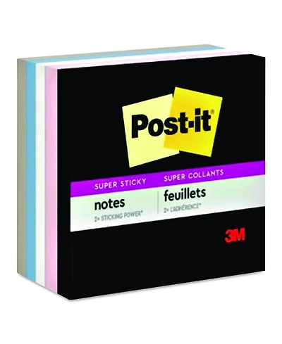 Post-it Notes Super Sticky 654-5SSNE Pads in Simply Serene Colors, 3 x 3, 90 Sheets/Pad, 5 Pads/Pack