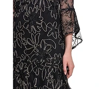 Jessica Howard Petite Floral-Print Bell-Sleeve A-Line Dress