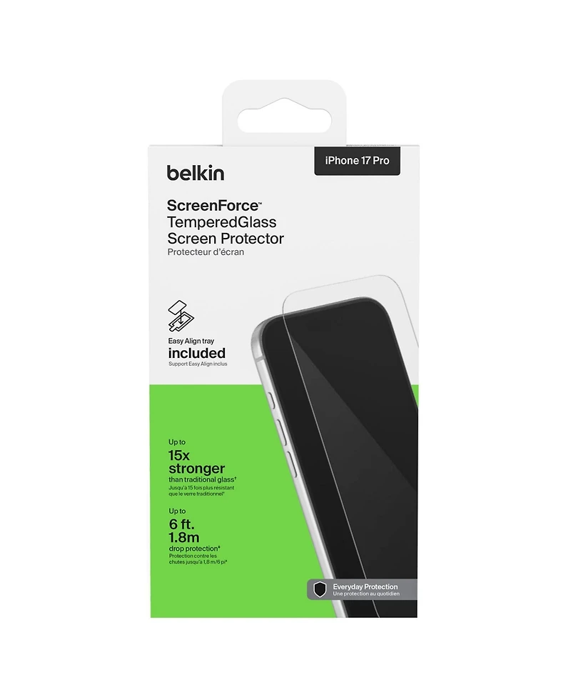 Belkin ScreenForce Easy Align Tray Tempered Glass Screen Protector for Apple iPhone 17 Pro