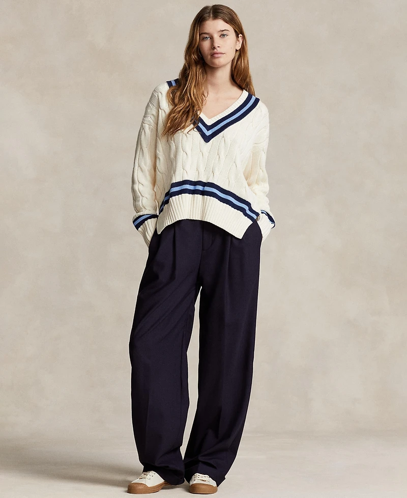 Polo Ralph Lauren Women's Cable-Knit Cotton Cricket Sweater