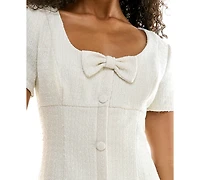 City Studios Juniors' Boucle Scoop Neck Short-Sleeve Mini Dress