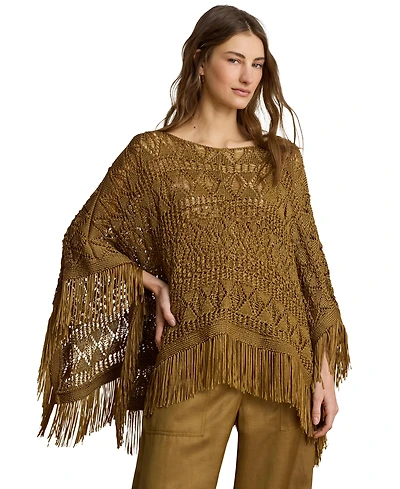 Lauren Ralph Lauren Women's Fringe-Trim Oversized Boat Neck Poncho