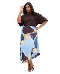 City Chic Plus Amaya Abstract Print Pleat Skirt