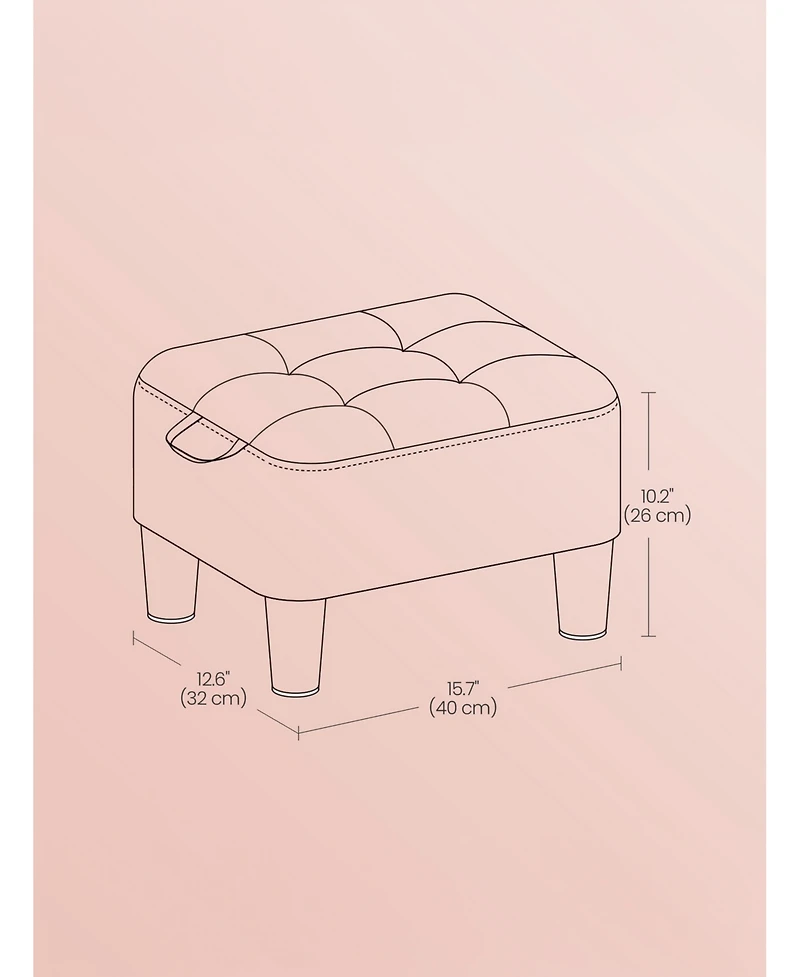 SongmicsHome Storage Ottoman, Velvet Footstool with Hidden Storage and Handle