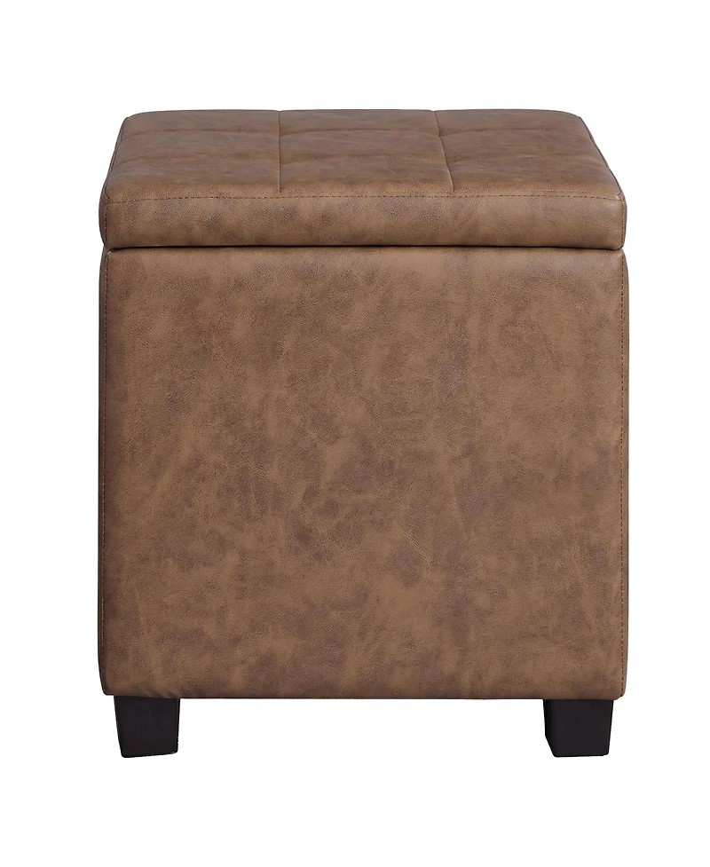 SongmicsHome Ottoman Cube with Hinged Lid, Storage Ottoman, Foot Stool Footrest, Synthetic Leather