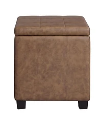 SongmicsHome Ottoman Cube with Hinged Lid, Storage Ottoman, Foot Stool Footrest, Synthetic Leather