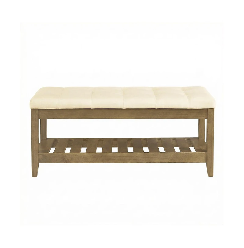 SongmicsHome Upholstered End of Bed Bench, Storage Ottoman with Solid Wood Frame, Window Seat, for Living Room, Bedroom