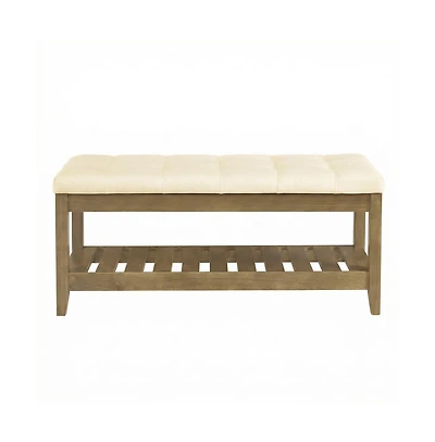 SongmicsHome Upholstered End of Bed Bench, Storage Ottoman with Solid Wood Frame, Window Seat, for Living Room, Bedroom
