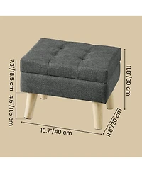 SongmicsHome Ottoman with Wood Legs, Foot Rest, Small Table, for Hallway, Living Room, Linen-Look Fabric