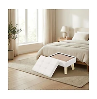 SongmicsHome Storage Ottoman Vanity Stool with Teddy Fleece and Wood Legs