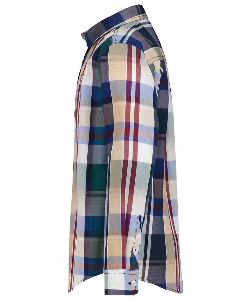 Tommy Hilfiger Boys' 4-20 Long-Sleeve Point-Collar Plaid Shirt