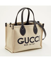 Pre-Owned Gucci Women's Small Logo Print Canvas and Leather Tote