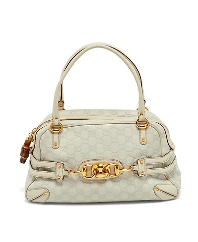 Pre-Owned Gucci Women's Large Wave Guccissima Leather Boston Satchel
